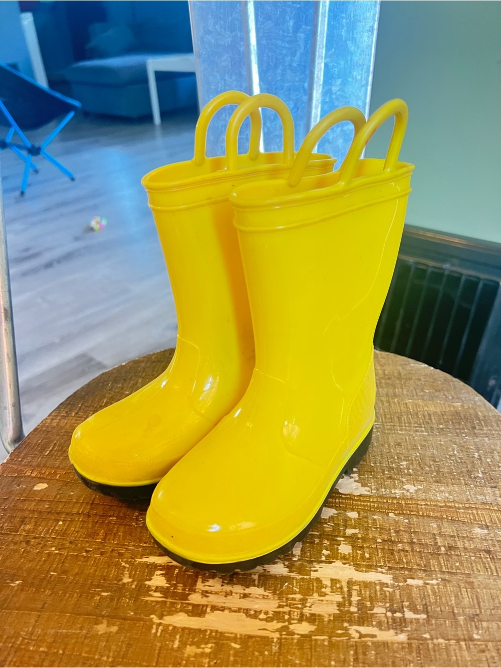 Yellow Kids Rain Boots with Easy-Grab Handles